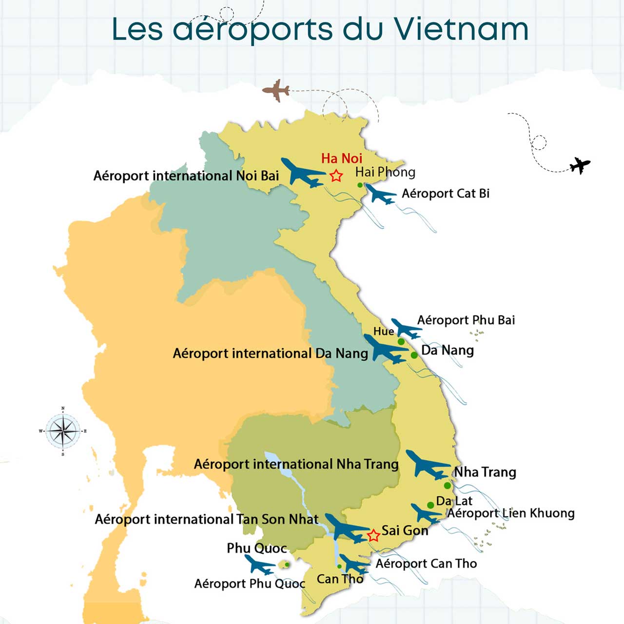 aéroports principaux au Vietnam