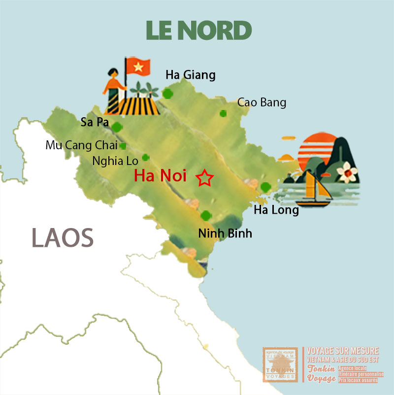 Carte touristique du Nord du Vietnam